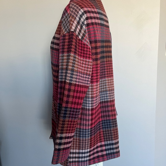 NEW Rachel Zoe Tweed Plaid Casual Pink‎ Career Wool Blend Collared Coat Jacket - Picture 4 of 9